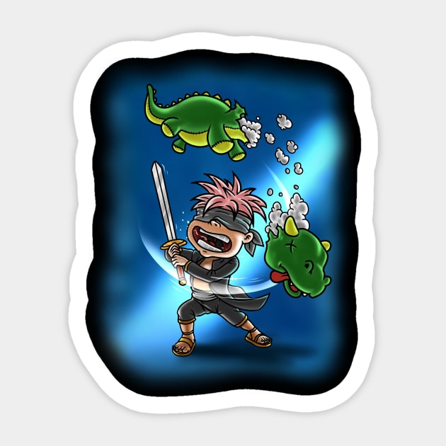 Fires of Triumph: The Epic Journey of a Gaming Dragon Slayer Sticker by Holymayo Tee